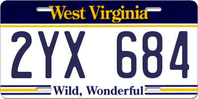 WV license plate 2YX684