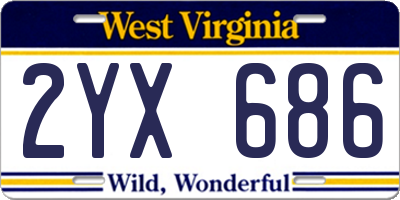 WV license plate 2YX686