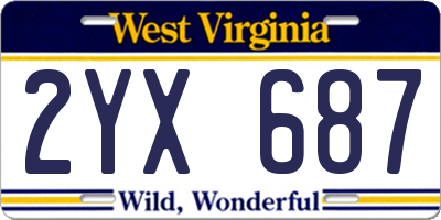 WV license plate 2YX687