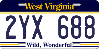 WV license plate 2YX688