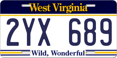 WV license plate 2YX689