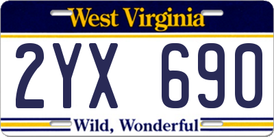 WV license plate 2YX690