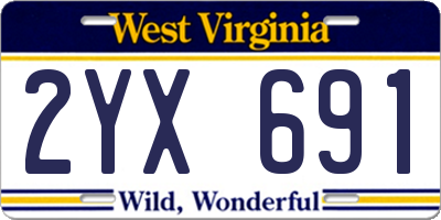 WV license plate 2YX691