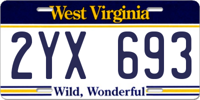 WV license plate 2YX693