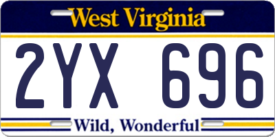 WV license plate 2YX696