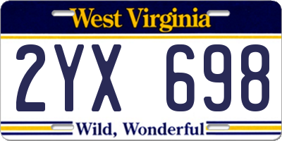 WV license plate 2YX698