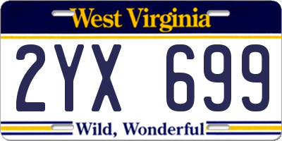 WV license plate 2YX699