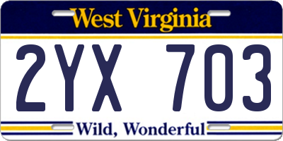 WV license plate 2YX703