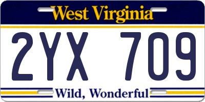 WV license plate 2YX709