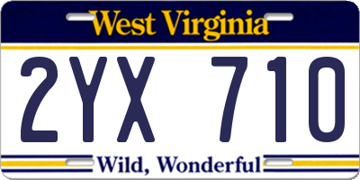 WV license plate 2YX710