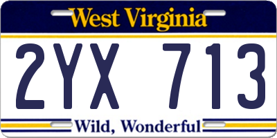 WV license plate 2YX713