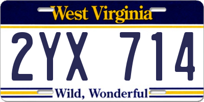 WV license plate 2YX714