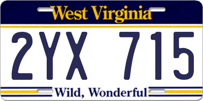 WV license plate 2YX715