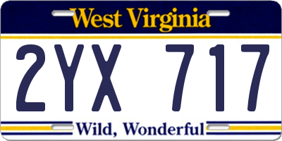 WV license plate 2YX717