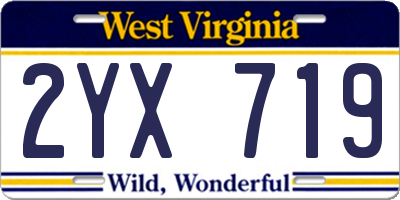 WV license plate 2YX719