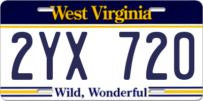 WV license plate 2YX720
