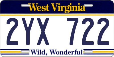 WV license plate 2YX722