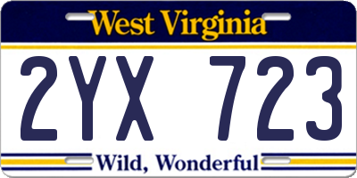 WV license plate 2YX723