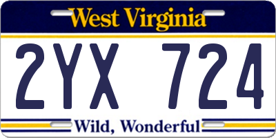 WV license plate 2YX724