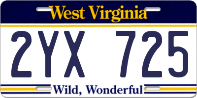 WV license plate 2YX725