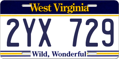 WV license plate 2YX729