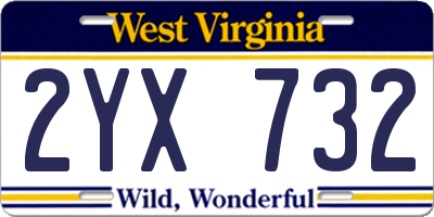 WV license plate 2YX732