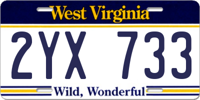 WV license plate 2YX733
