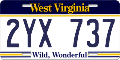 WV license plate 2YX737
