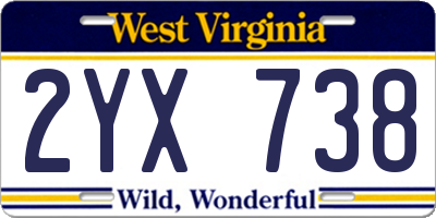 WV license plate 2YX738