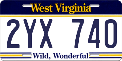 WV license plate 2YX740