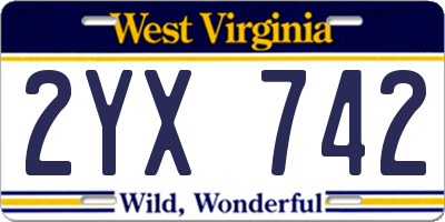 WV license plate 2YX742