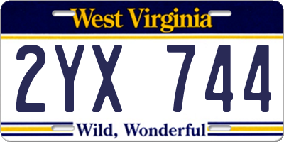 WV license plate 2YX744