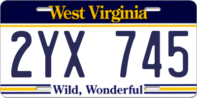 WV license plate 2YX745