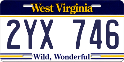 WV license plate 2YX746