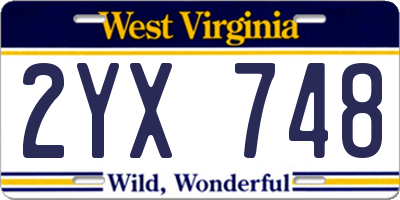 WV license plate 2YX748