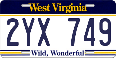 WV license plate 2YX749