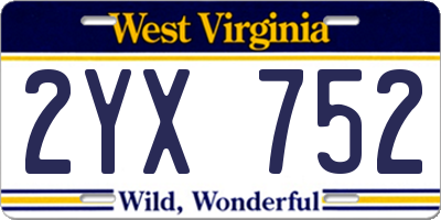 WV license plate 2YX752