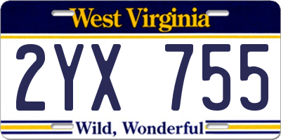 WV license plate 2YX755