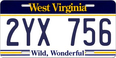 WV license plate 2YX756