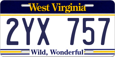 WV license plate 2YX757