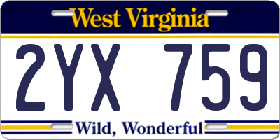 WV license plate 2YX759