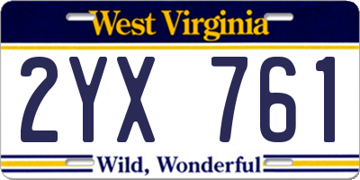 WV license plate 2YX761
