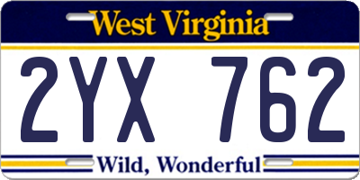 WV license plate 2YX762