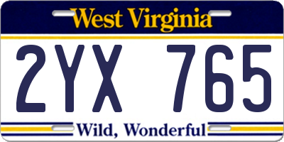 WV license plate 2YX765
