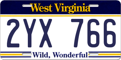 WV license plate 2YX766