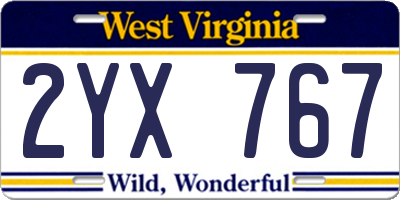 WV license plate 2YX767