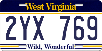 WV license plate 2YX769