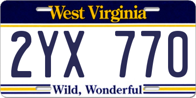 WV license plate 2YX770