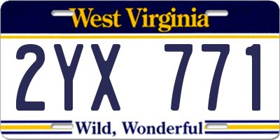 WV license plate 2YX771
