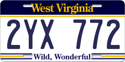 WV license plate 2YX772